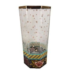 MacKenzie Childs Garland Formal Dot Glass Tumbler Victoria Richard 1991 Vtg READ